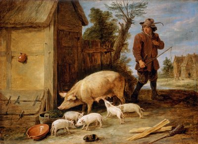 A Sow and Her Litter by David Teniers the Younger